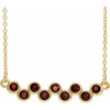 Red Garnet Necklace in 14 Karat Yellow Gold Mozambique Garnet Bezel Set Bar 16 18 inch Necklace