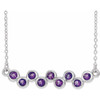 Amethyst Necklace in 14 Karat White Gold Amethyst Bezel Set Bar 16 inch Necklace