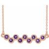 Amethyst Necklace in 14 Karat Rose Gold Amethyst Bezel Set Bar 16 18 inch Necklace