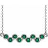 Emerald Gem in Sterling Silver Emerald Bezel Set Bar 16 inch Necklace