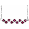 Ruby Necklace in Sterling Silver Ruby Bezel Set Bar 16 18 inch Necklace