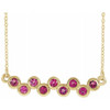Pink Tourmaline Necklace in 14 Karat Yellow Gold Pink Tourmaline Bezel Set Bar 16 18 inch Necklace