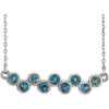 Buy Platinum Aquamarine Gem Bezel Set Bar 16 to 18 inch Necklace