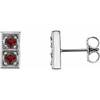 Red Garnet Gems set in Platinum Mozambique Garnet Two Stone Earrings