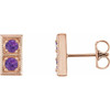 14 Karat Rose Gold Amethyst  Two Stone Earrings