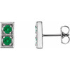 14 Karat White Gold Emerald Two Stone Earrings