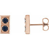 14 Karat Rose Gold Genuine Blue Sapphire Two Stone Earrings