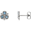 Genuine 14 Karat White Gold Aquamarine Three Stone Earrings