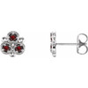 Red Garnet Gems set in 14 Karat White Gold Mozambique Garnet Three Stone Earrings