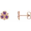 14 Karat Rose Gold Amethyst Three Stone Earrings