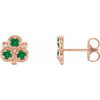 14 Karat Rose Gold Emerald Three Stone Earrings