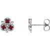 Platinum Ruby Three Stone Earrings