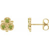 14 Karat Yellow Gold Peridot Three Stone Earrings