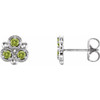 Platinum Peridot Three Stone Earrings