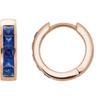 14 Karat Rose Gold  Blue Sapphire Hoop Earrings