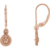 Genuine 14 Karat Rose Gold Freshwater Pearl Beaded Earrings