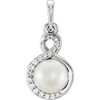 Platinum Freshwater Pearl & .07 Carat Diamond Pendant