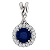 Sapphire Pendant in Platinum Sapphire and 0.10 Carat Diamond Pendant