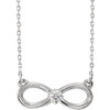 Genuine  Sterling Silver 0.10 Carat Diamond Infinity 16 inch Necklace