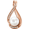 14 Karat Rose Gold Freshwater Pearl and .05 Carat Diamond Pendant