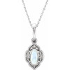 Sterling Silver Rainbow Moonstone and .03 Carat Diamond Clover 16 inch Necklace
