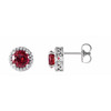 Created Ruby Earrings in Platinum Lab Created Ruby and 0.10 Carat Diamond Earrings