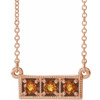 Golden Citrine Necklace in 14 Karat Rose Gold Citrine 3 Stone Granulated Bar 16 inch Necklace