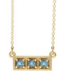 Shop 14 Karat Yellow Gold Aquamarine Gem 3 Stone Granulated Bar 16 to 18 inch Necklace