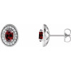 Red Garnet Gems set in Platinum Mozambique Garnet and 0.20 Carat Diamond Halo Style Earrings