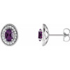 14 Karat White Gold Amethyst and 0.20 Carat Diamond Halo Style Earrings