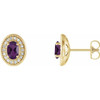 14 Karat Yellow Gold Amethyst and 0.20 Carat Diamond Halo Style Earrings