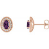 14 Karat Rose Gold Amethyst and 0.20 Carat Diamond Halo Style Earrings
