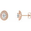 14 Karat Rose Gold Blue Sapphire and 0.20 Carat Diamond Halo Style Earrings