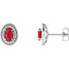 Platinum Lab Created Ruby and 0.20 Carat Diamond Halo Style Earrings