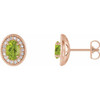 14 Karat Rose Gold Peridot and 0.20 Carat Diamond Halo Style Earrings