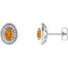 14 Karat White Gold Citrine and 0.20 Carat Diamond Halo Style Earrings