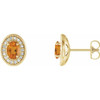 14 Karat Yellow Gold Citrine and 0.20 Carat Diamond Halo Style Earrings