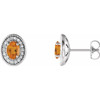 Sterling Silver Citrine and 0.20 Carat Diamond Halo Style Earrings