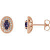 14 Karat Rose Gold Lab Created Alexandrite and 0.13 Carat Diamond Halo Style Earrings