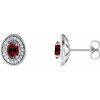 Red Garnet Gems set in Sterling Silver Mozambique Garnet and 0.16 Carat Diamond Halo Style Earrings