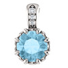 14 Karat White Gold Aquamarine Gem and .02 Carat Diamond Pendant