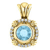 Buy 14 Karat Yellow Gold Aquamarine Gem and .08 Carat Diamond Pendant