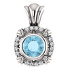 Platinum Aquamarine Gem & .08 Carat Diamond Pendant