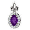 14 Karat White Gold Amethyst and .08 Carat Diamond Pendant