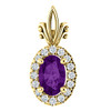 14 Karat Yellow Gold Amethyst and .08 Carat Diamond Pendant