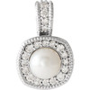 Shop Platinum Freshwater Pearl and 0.25 Carat Diamond Pendant
