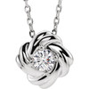 14 Karat White Gold 00.17 Carat Diamond Knot 16 inch Necklace
