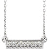 14 Karat White Gold .08 Carat Diamond Rope Bar 16 inch Necklace