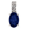 14 Karat White Gold Lab Created Created Sapphire Pendant