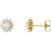 White Diamond Earrings in 14 Karat Yellow Gold 1/2 Carat Diamond Halo-Style Earrings